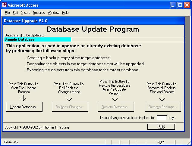Screen Shot of Update Program
